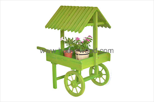 wooden flower stand cart