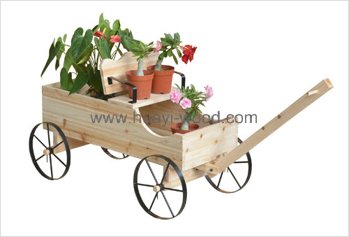unfinished wooden planter wagon