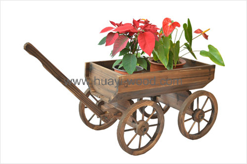 wood wagon planter stand